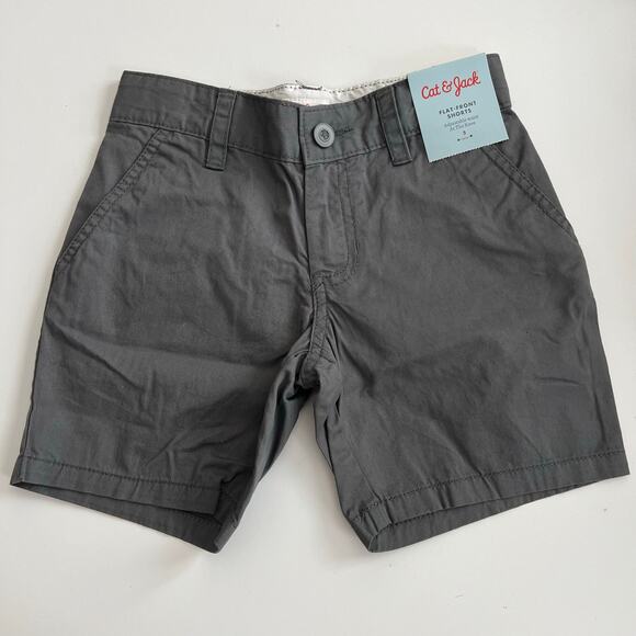 Cat & Jack Boys Flat Front Short Charcoal Gray - Picture 1 of 7